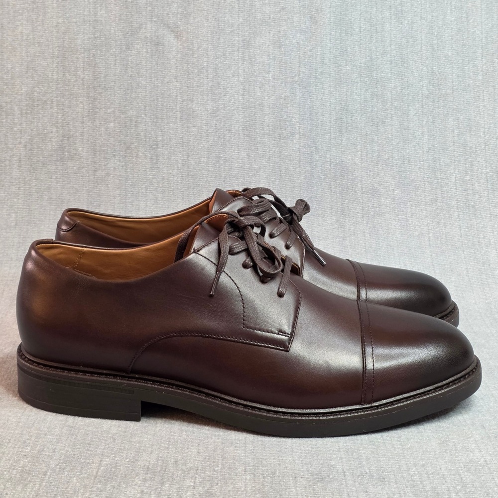 Polo Ralph Lauren Asher Captoe Men 11D Brown Leather Derby Oxfords Dress Shoes
